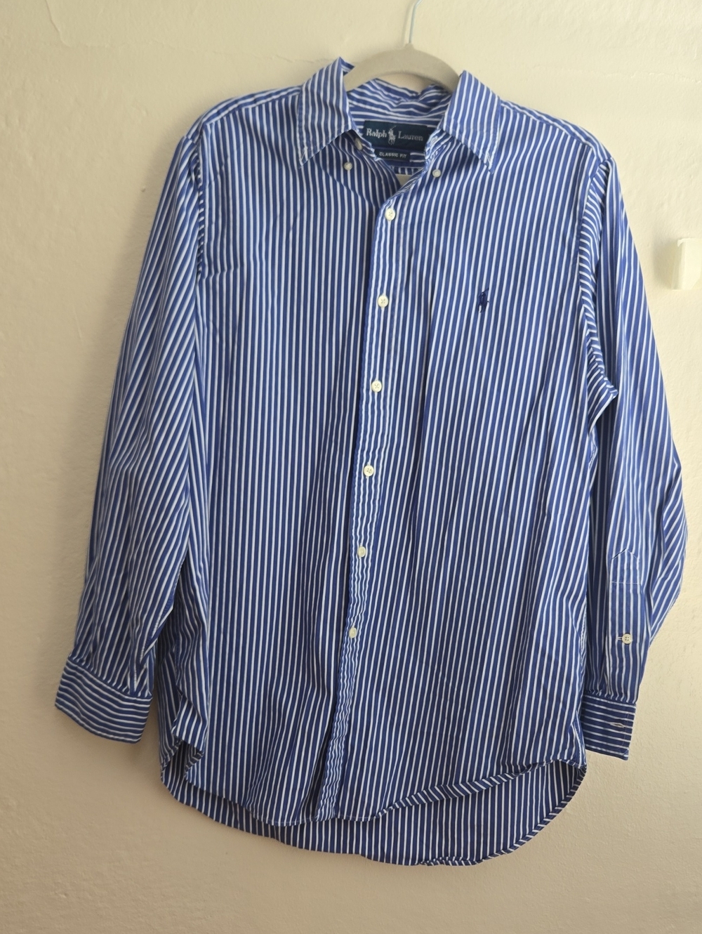 Ralph Lauren Classic Fit Striped Button Down Shirt Blue White_174
